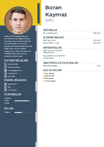 Şoför Cv Örnekleri cv indir